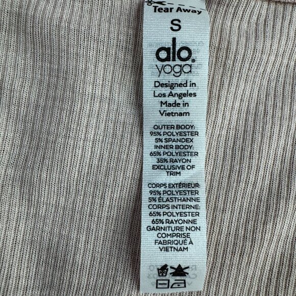 Alo Yoga Womens Top‎ Shirt S Loose Fit Pink Sheer Layered Ribbed Mesh Oversized - Picture 3 of 6